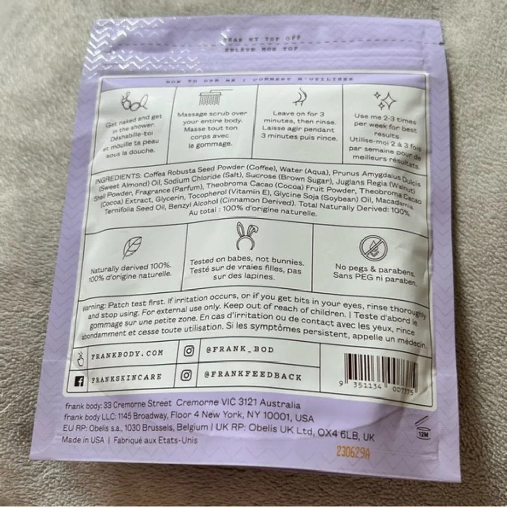 FRANK BODY CACAO COFFEE SCRUB- NEW (Sealed)